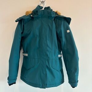 The North Face Teal Puffer Jacket with Faux Fur hood
